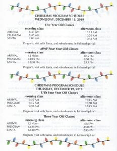 Christmas Program Information And Schedule | Trinity Nursery News